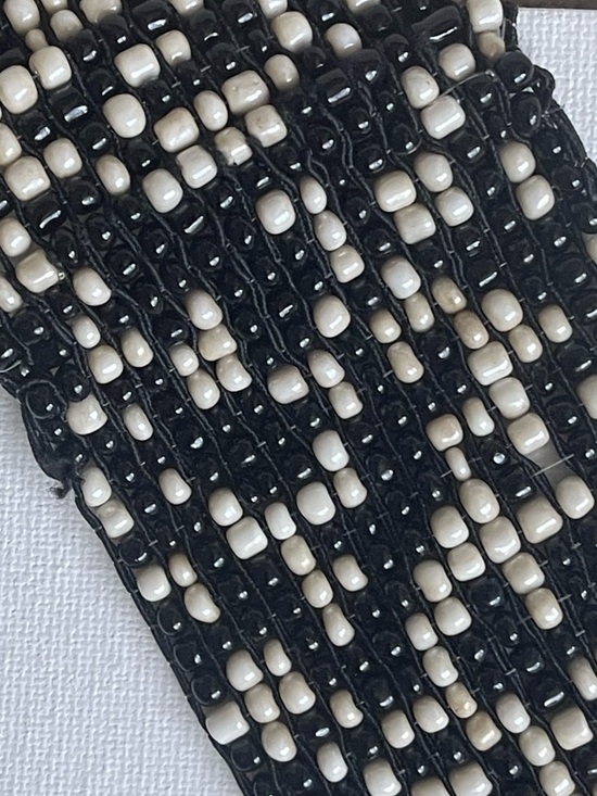 Beaded Black & White Stretch Belt vintage handmade RARE
